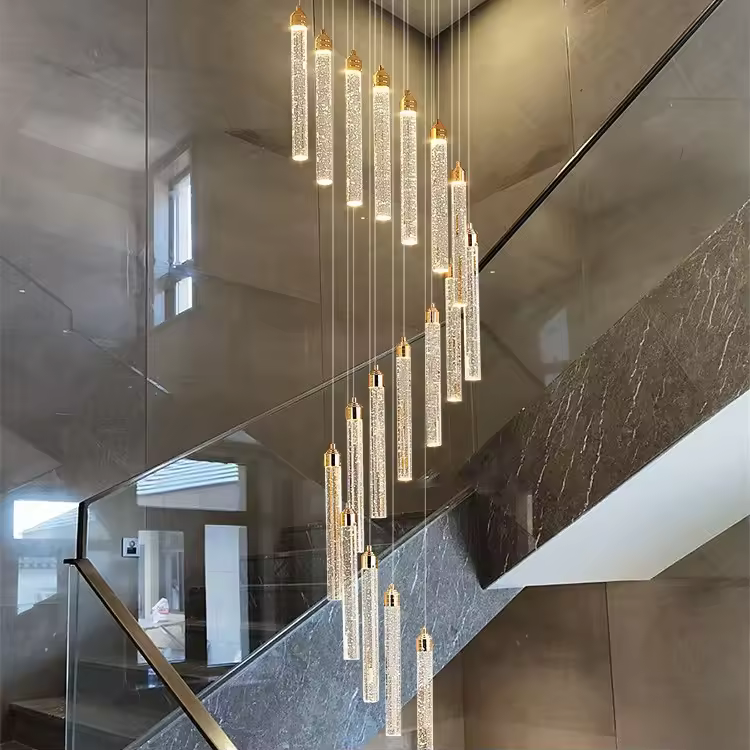 2026 Luxury Led Crystal Chandelier Large Gold Pendant Ceiling Hanging Light Modern Design For Home For Staircases And Rooms