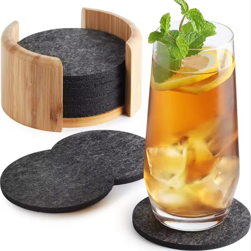 Heat-Insulated Coffee Coasters Anti-Skid Drink Coasters Round Absorbent Felt Coasters