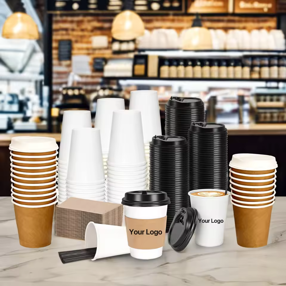 At Pack Eco Friendly Pla Lined Hot Drinking Cups Compostable Paper Cups Biodegradable Disposable Paper Coffee Cups With Lids