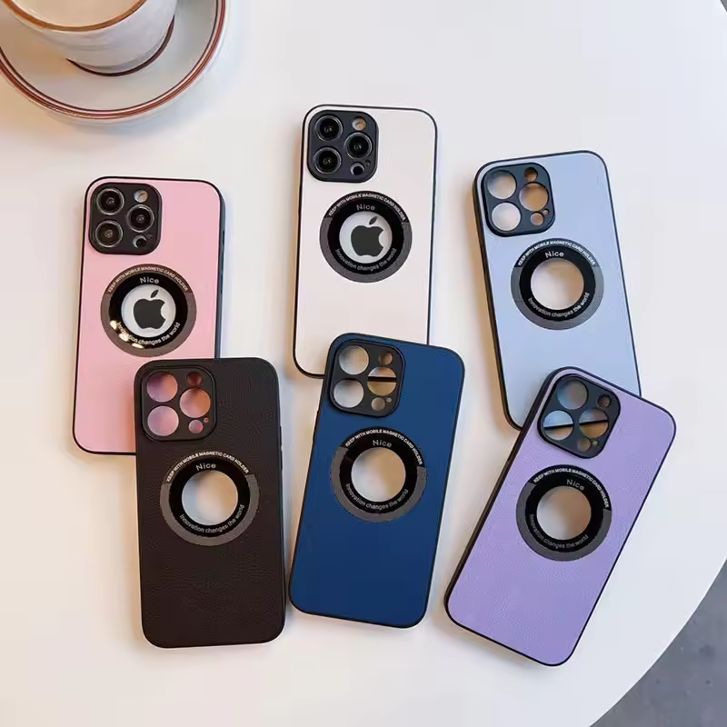 Magnetic Phone Case Protector For Iphone 11 12 13 14pro Max Leather Case Leakage Label Magnetic Lens Film Phone Case