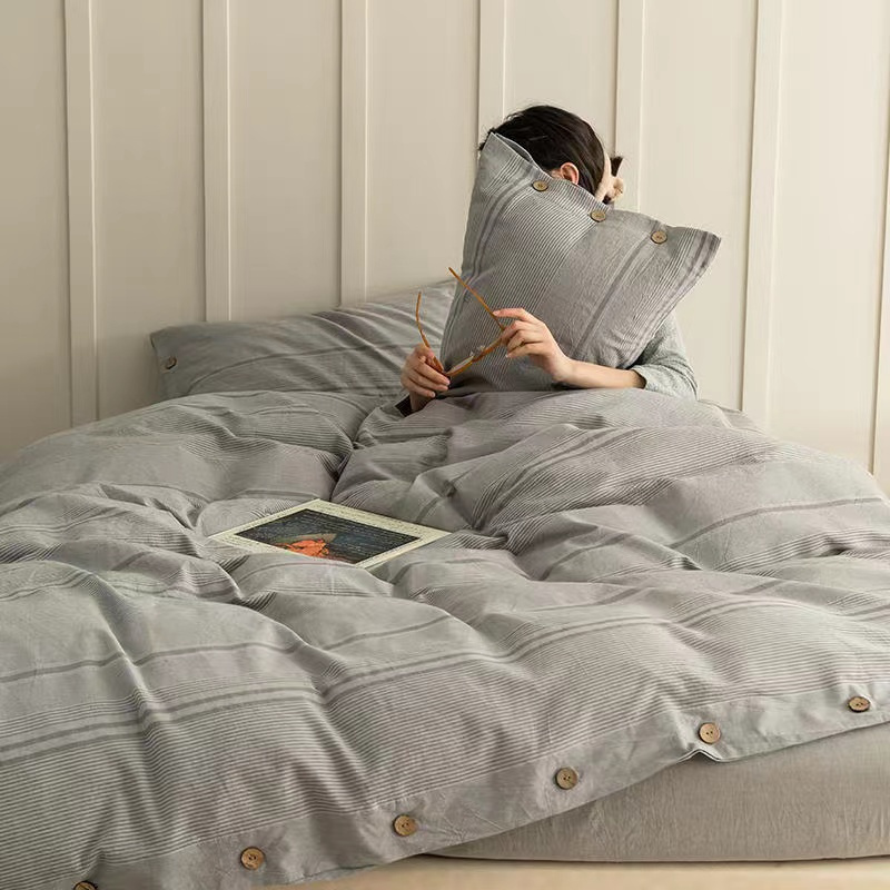 Queen/King Size Bedding Duvet Cover Set Luxury Sheets Set Pillow Case Jacquard Weave 100% Cotton Fitted Sheet Set