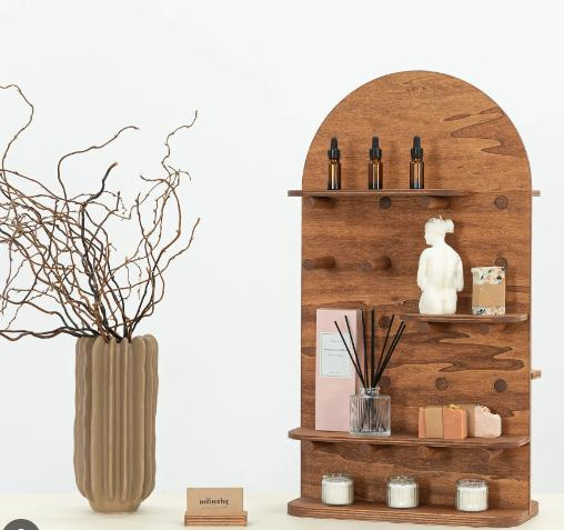 Wood Pegboard Shelf Wall Organizer Living Room Wall Decor with Hooks for Home Decoration and Interior Design From Shunye.