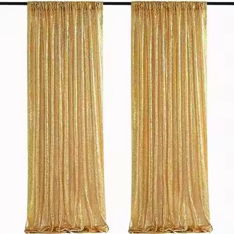 Gold Sequin Backdrop Curtain2 Pieces 2ftx8FT Wedding Party Background Drapes