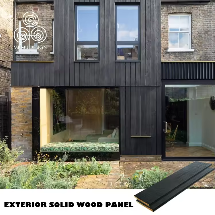 Mumu Design New Style Black Fashion Shou Sugi Ban Burnt Wood Fluted Manufacturers Interior Decoration Boards Wall Panel