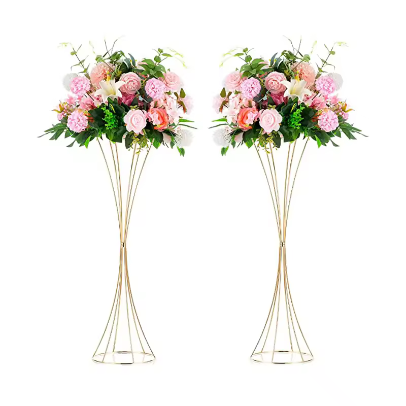 Gold Metal Flower Centerpieces For Wedding Tables,Geometric Floral Centerpiece Stand For Tabletop Event Party Birthday