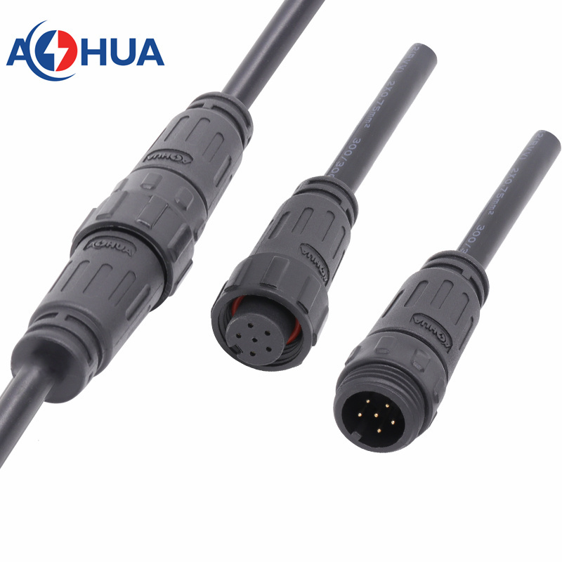 Wholesales IP68 Circular Waterproof Connector M16 6pin Power Signal Male Female Extension Cable for Outdoor LED Lighting Controller System