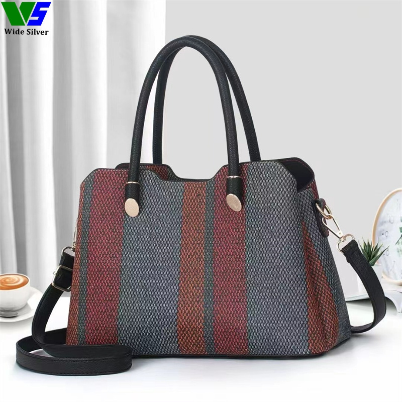 Wide Silver Fashion Latest Ladies Handbags Canvas Bag Shopping Bag Cotton Logo Tote Bag Shoulder Office Handbags Zipper Tote Bag Women Lady Handbags Shoulder Ba