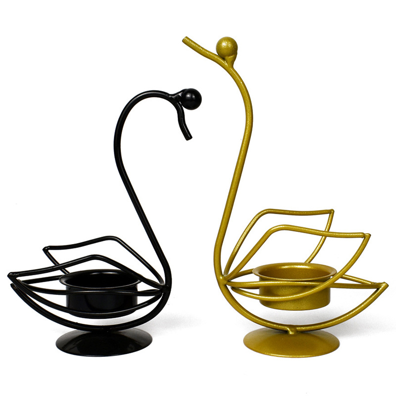 Factory Direct China Luxury Gold /Black Metal Swan Wedding Decoration Table Centerpieces