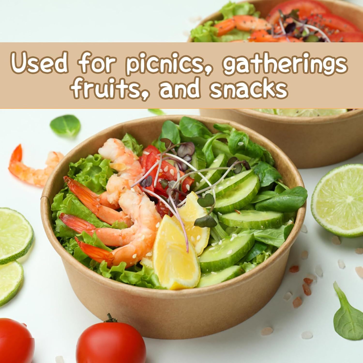 Ready Bulk Kraft Paper French Fries Square Soup Bowl Without Lid Disposable Rectangle Square Salad Bowl Supplier