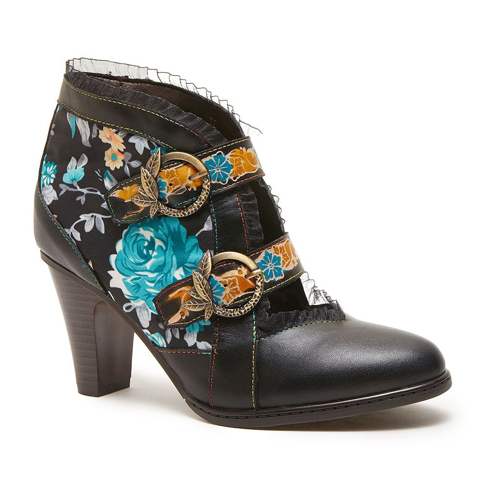 Genuine Leather Handmade Women's Shoes Printed and Hand-Colored European and American Fashion Boots Niche Brand Design