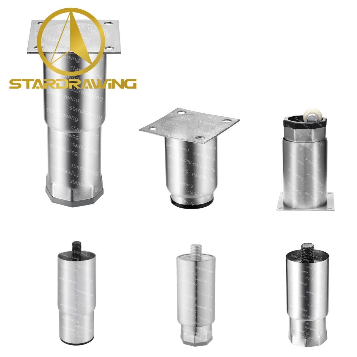 Stardrawing 63X56mm Stainless Steel Adjustable Leveling Feet for Kitchen Table