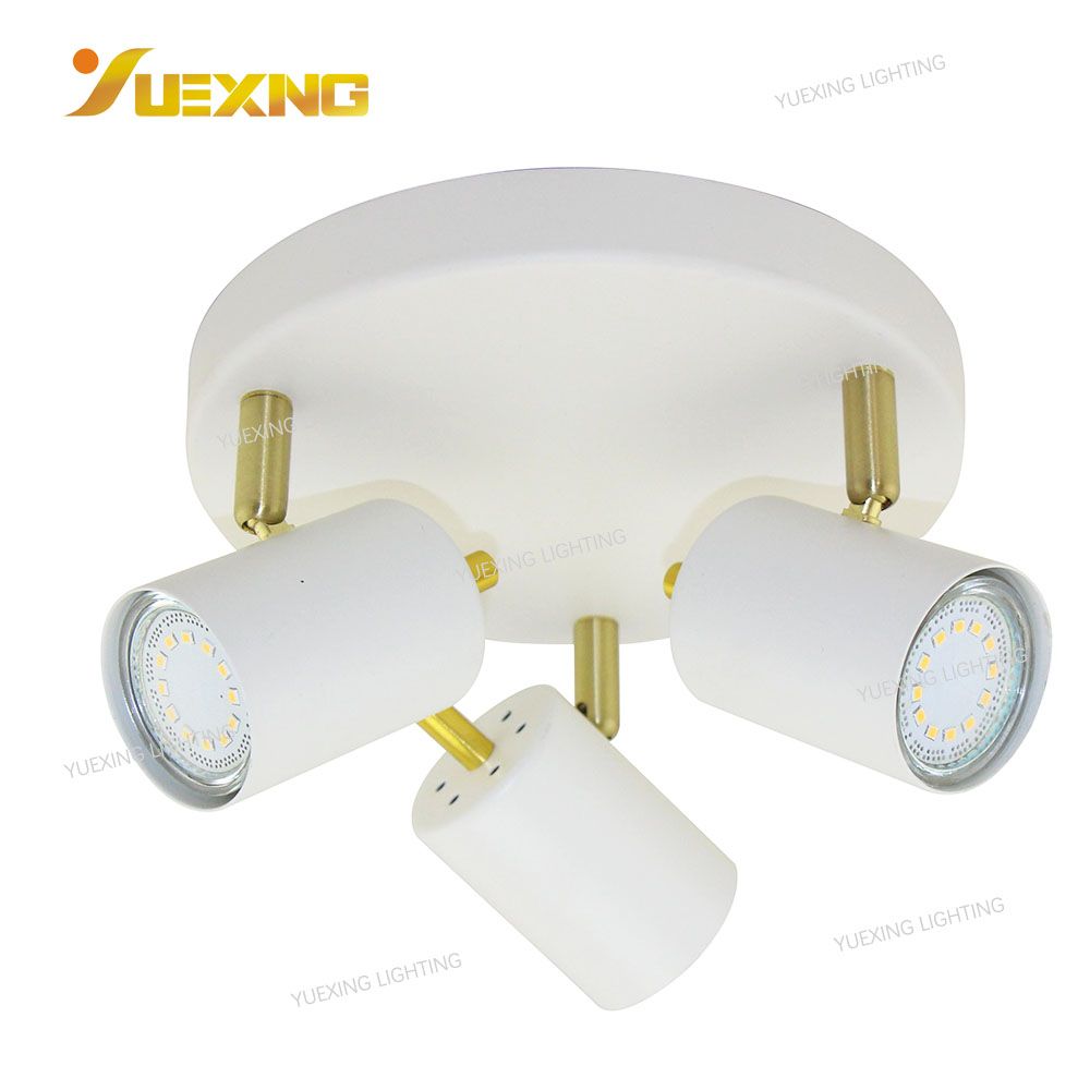 Factory Price Low MOQ White Iron GU10 Bulbs Modern Ceiling Spot Light Fixture 3-Light Round Surface Mount Adjustable Lighting