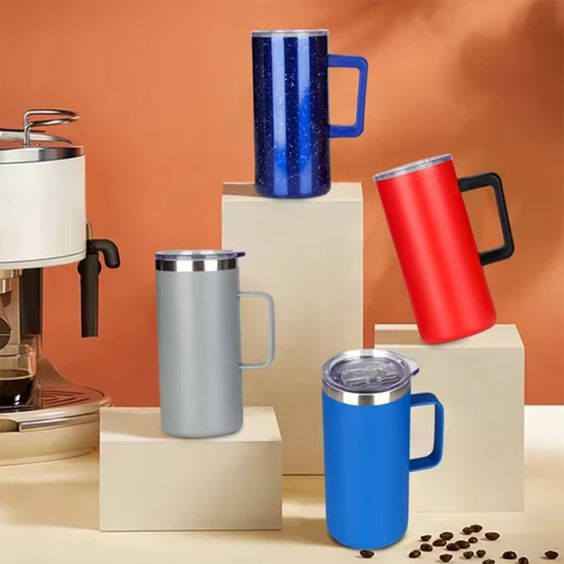 2024 Straight Insulated Coffee Mug Cup with Handle with Lid