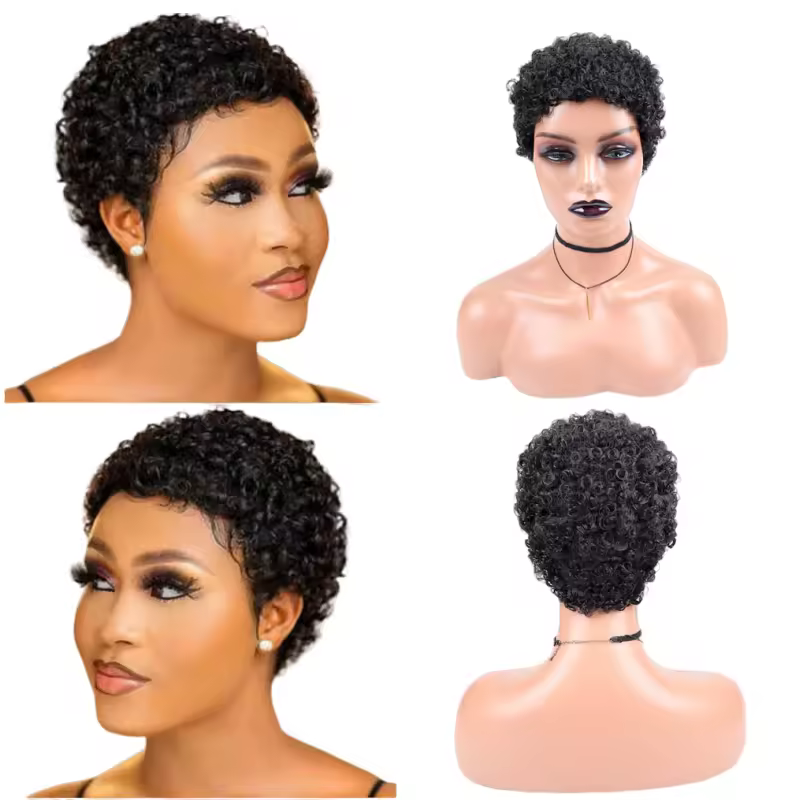 Letsfly Wholesale 100% Human Hair Machine Made Wig Afro Short Cut Wigs 10pcs/lot For Women