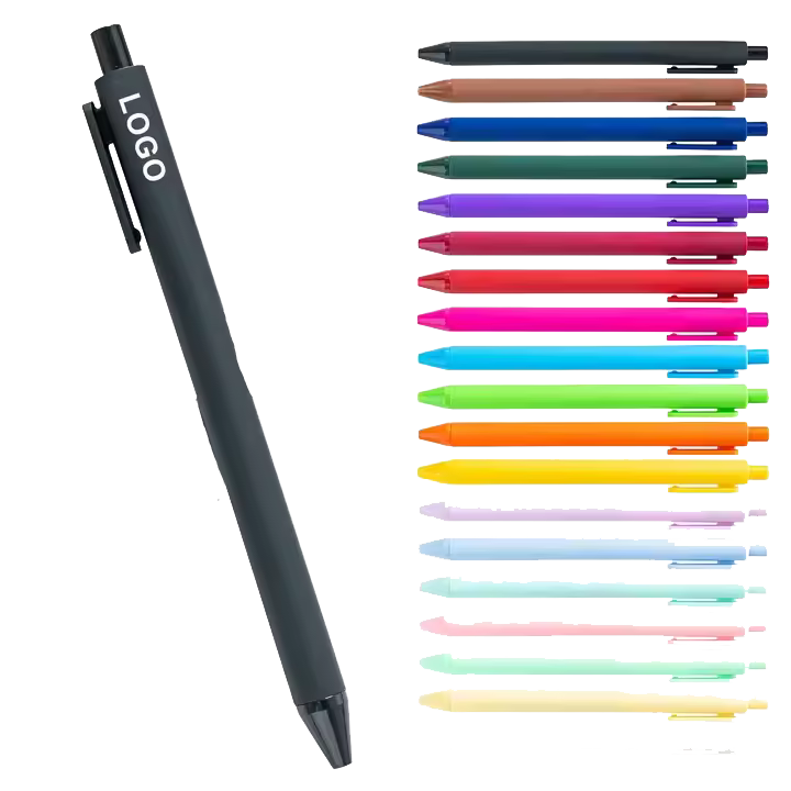 Multi Candy Color Soft Rubber Finished Plastic Cheap Click Gel Pens Promotional Soft Touch Gel Pen With Logo