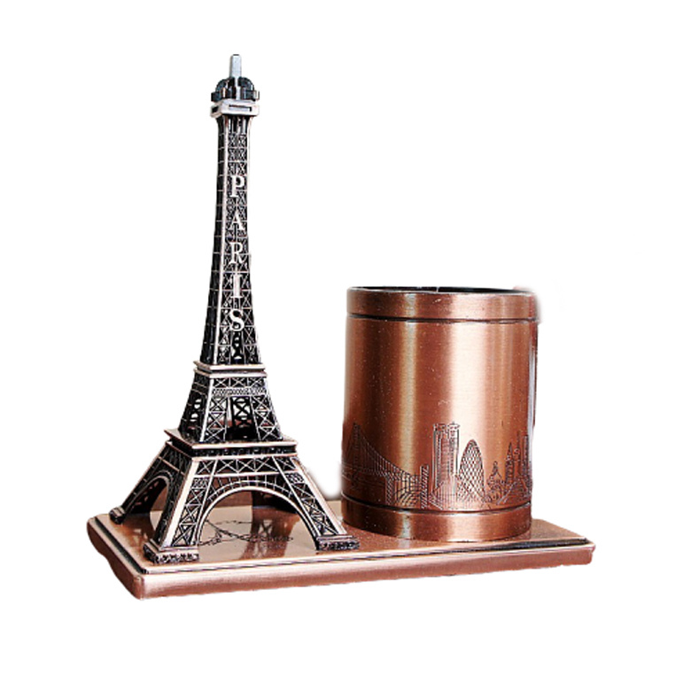 Hot Selling Resin Small France Paris Eiffel Tower Statue Pen Holder for Home Decor
