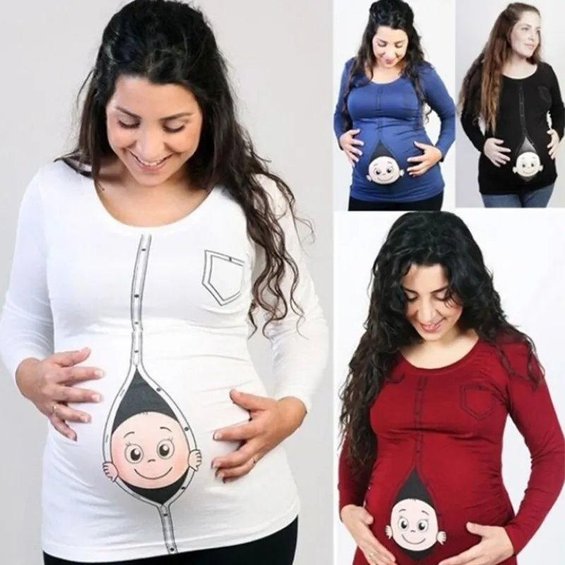 Spring and Summer Plus-Size Long Sleeve T-Shirt for Pregnant Women Maternity Dress