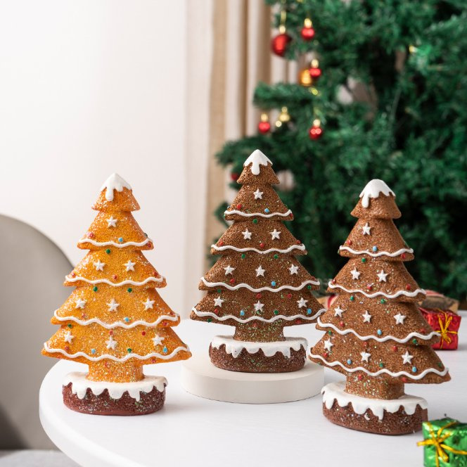 Resin Crafts Gingerbread Christmas Tree Figurine Holiday Ornament