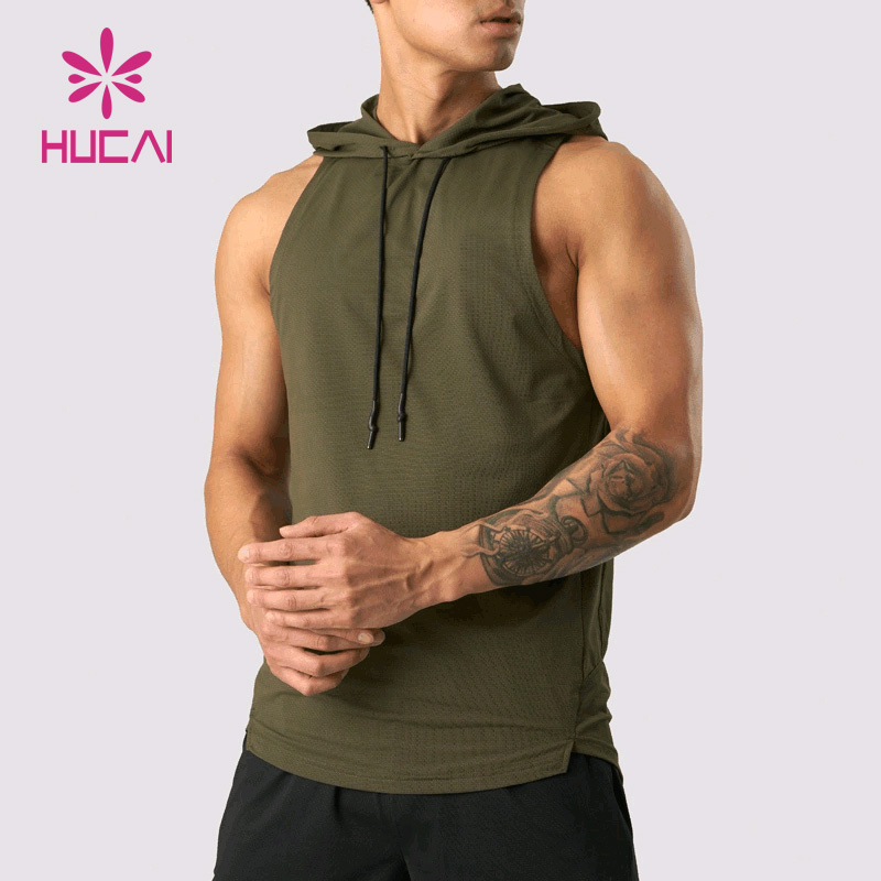 OEM ODM Mens Skinny High Quality Hooded Tank Top