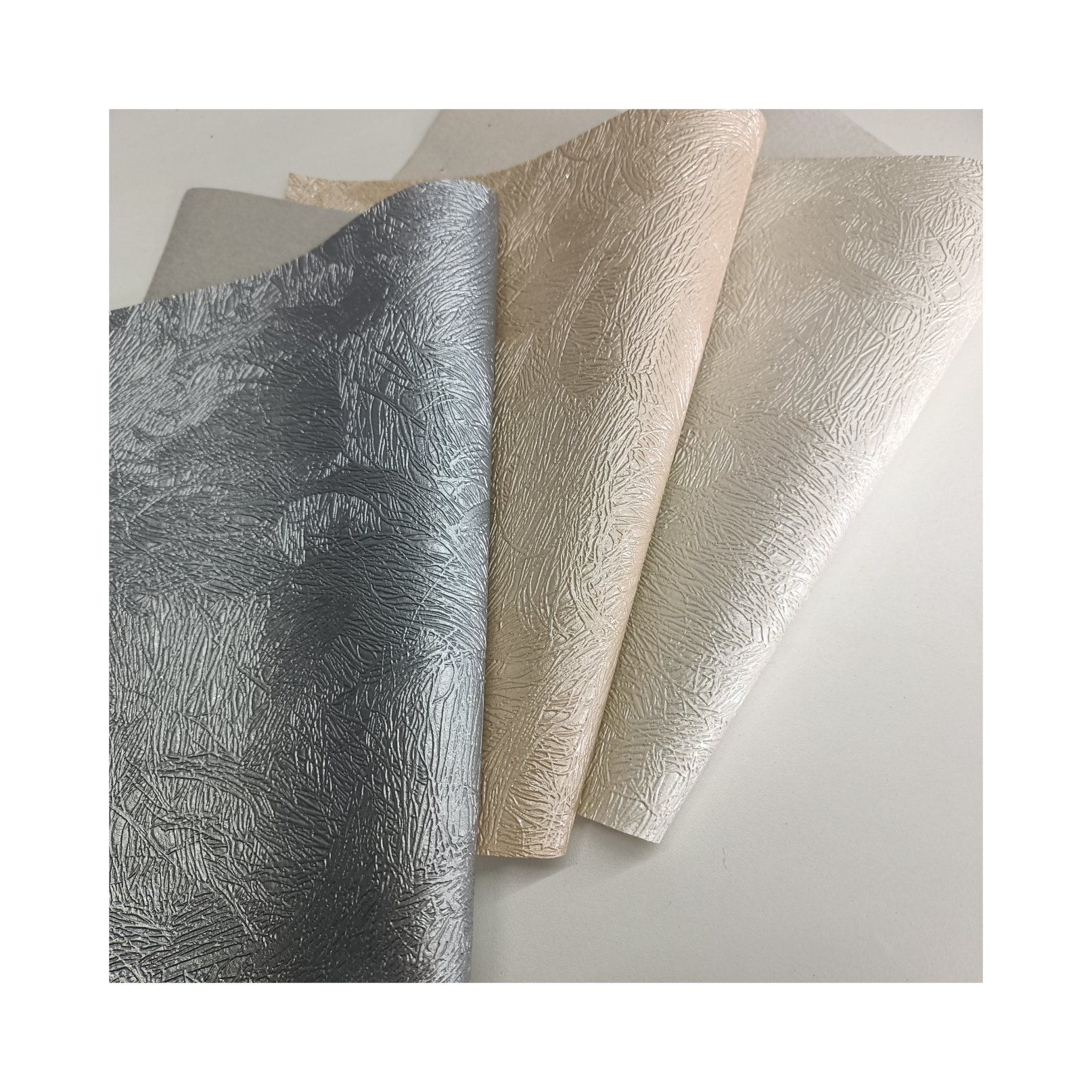 PVC Leather Stock Lot Wholesale Decorative Upholstery Fabric 0.7mm Thickness Brush Backing Glitter Embossed