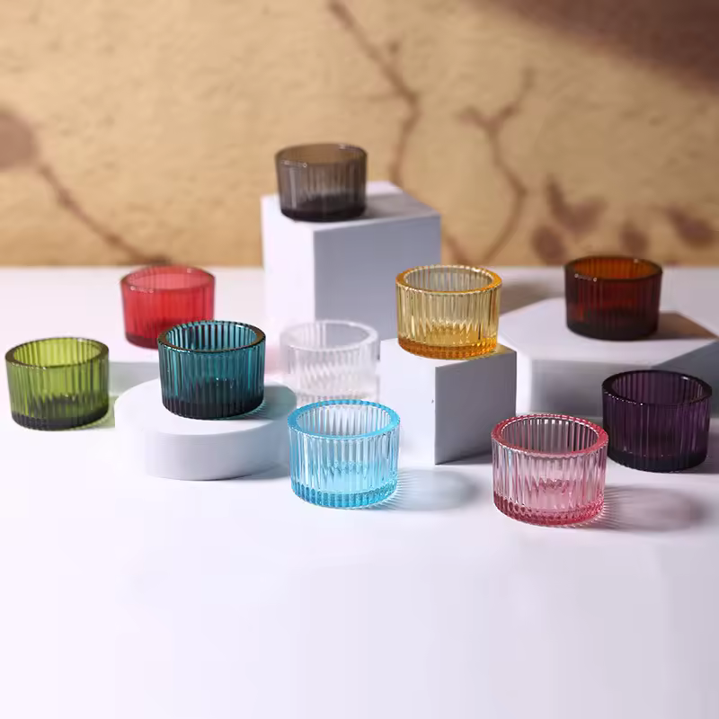 Hot Style Mini Glass Tea Light Candle Container Colorful Bulk Buy For Weddings Valentine's Day Competitive Price With Holders