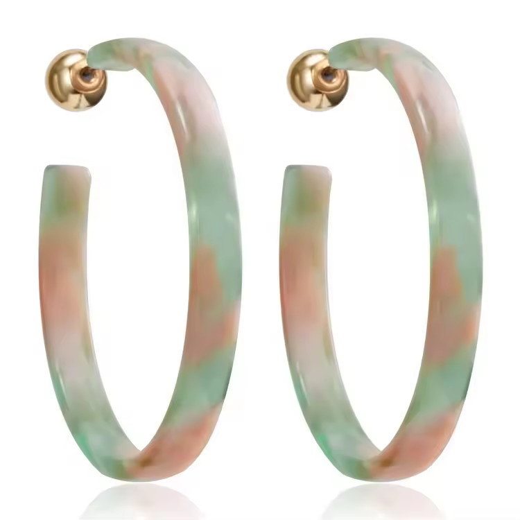 Wholesale Designer Inspired Jewelry Women Minimalist Resin Acrylic Geometric C-shaped Big Hoop Stud Earrings