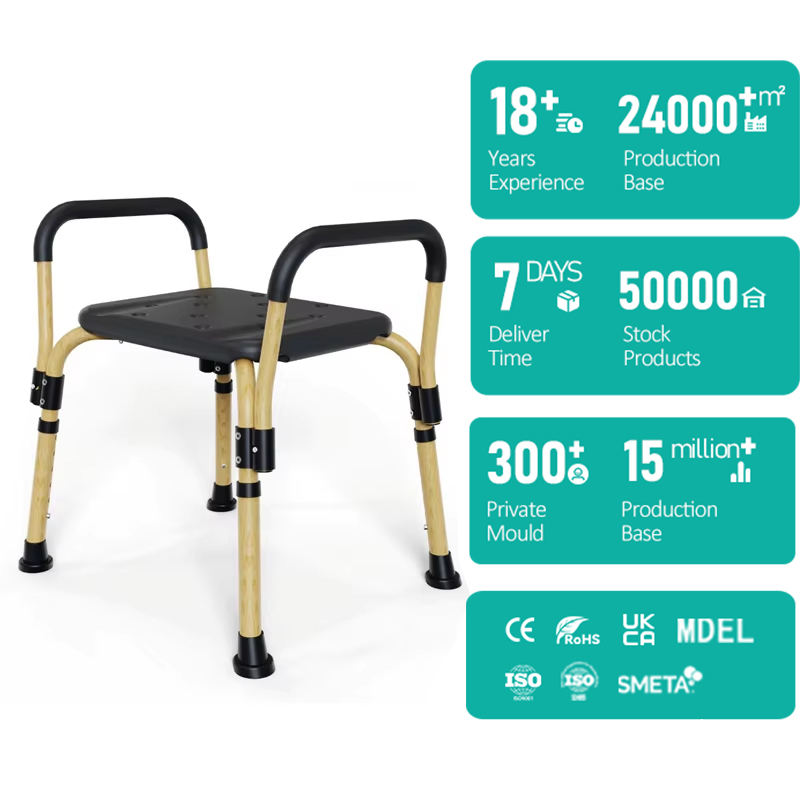 Accord with Ergonomic with Safety Grab Bar Shower Chair 45CM Packaging Home Nursing Hospital Dedicated Anti-slip Bathroom Chair