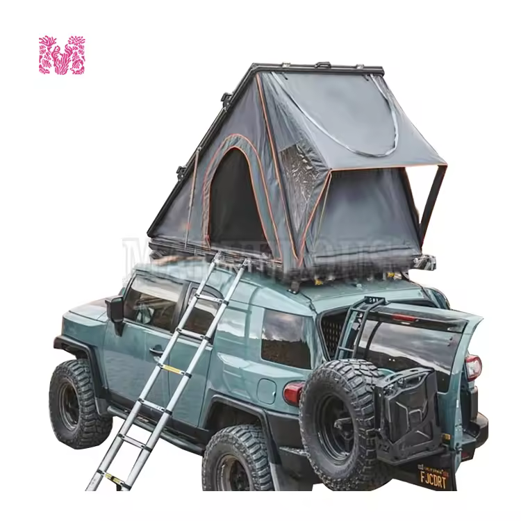 1pc Logo Print 2 Man Triangle Aluminum Clam Shell Roof Top Tent With Free Shoe Bags For Two People Outdoor Car Camping