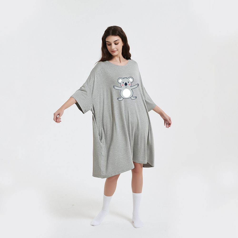 Original Factory Soft Bamboo Spandex Pajamas Long Sleeve Night Oversize T-Shirt Comfortable Sleepwear Sleep Dress Sleep Tee