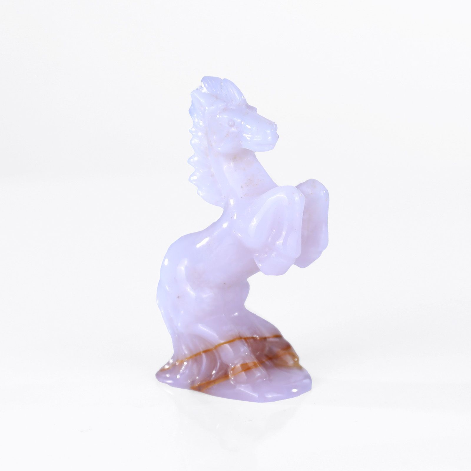 4 inch Blue Chalcedony Horse Figurine Hand Crafted Natural Crystal Mini Sculpture