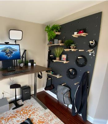 AA-2010-S Wooden Pegboard Modular Display Organization Storage Wall Hooks Shelf Storage Rack Home / Office Decorations.