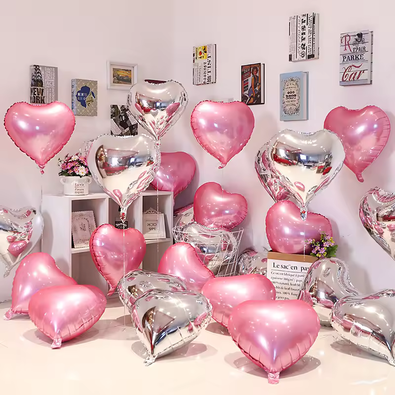 Damai Colorful Heart Shape 18inch Foil Balloon For Wedding Birthday Party Decoration Valentines'day 10pcs/set Balloon Supplies