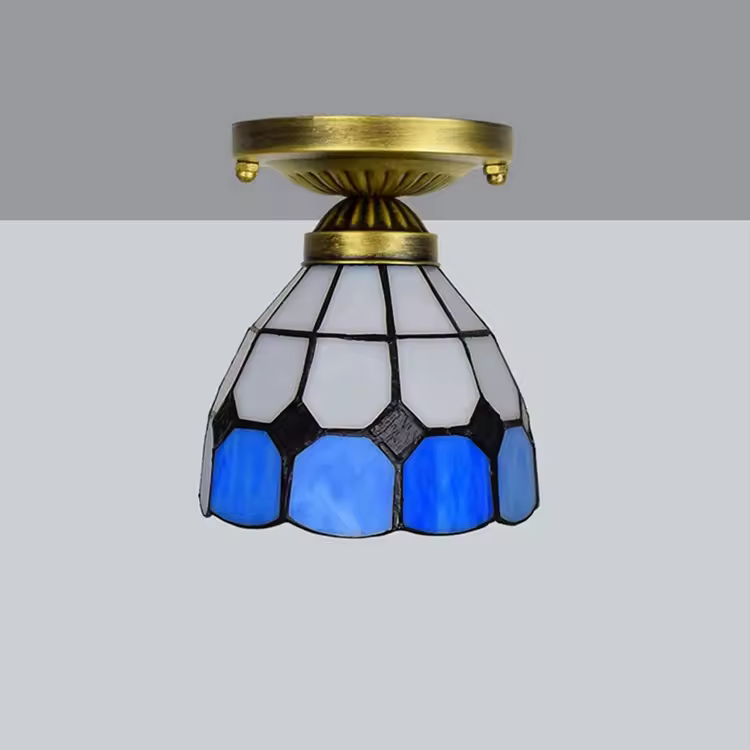 Wholesale Cheap European Design Tiffany Ceiling Lamp Led Light Source With Iron Base Discount For Home Office Hotel Bulk Order
