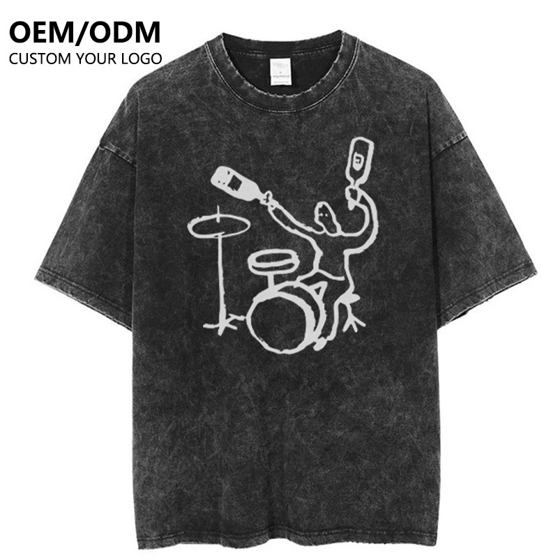 2024 New Fashion Design Sun Faded Wash Oversized Streetwear Tshirt Men 100%Cotton Fake Tie Dye Retro Vintage T Shirts in Bulk