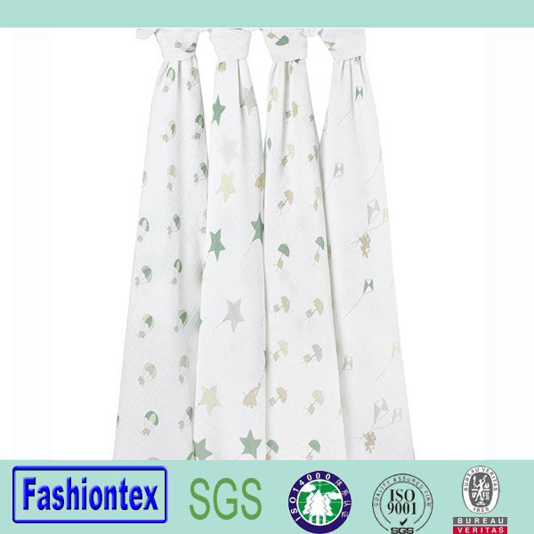 High Quality Muslin Cotton Baby Wrap Softly Printing Blankets