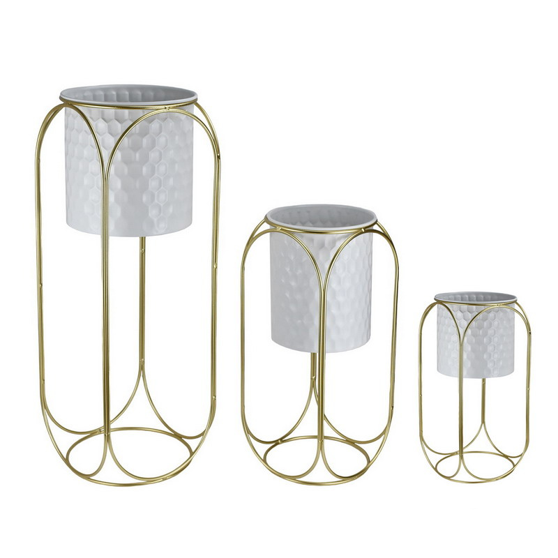 Set of 3 Metal Planter Plant Pot Metal Flower Pot