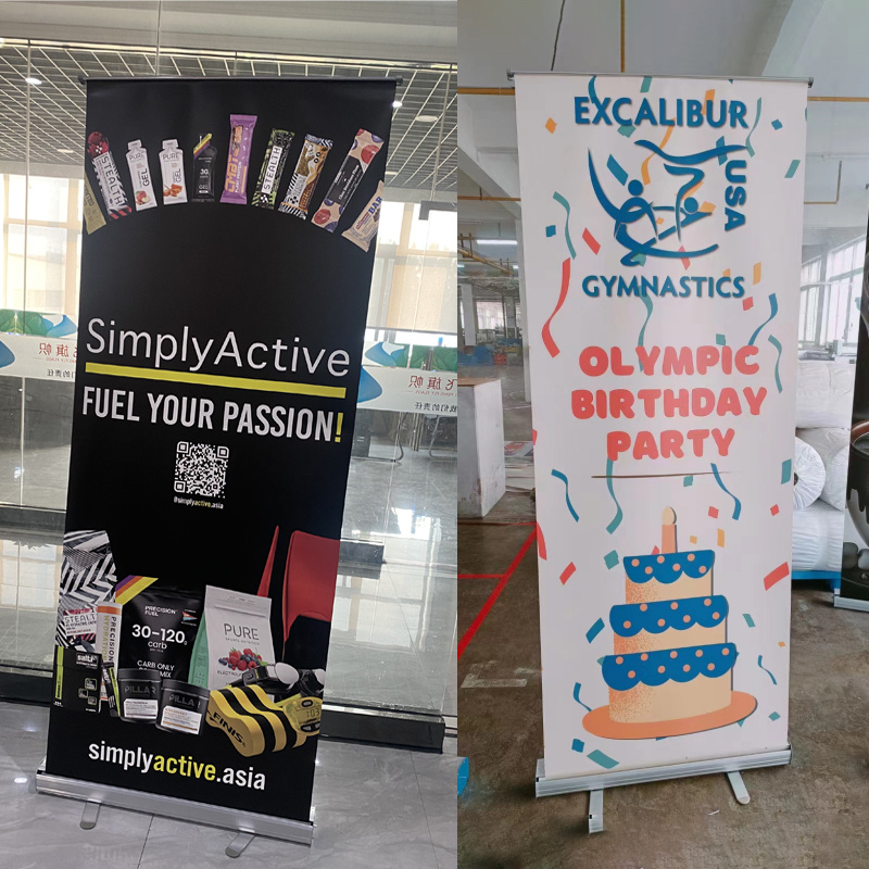 Portable Roll up Banner Stand Roller Banner with Poster Prints Exhibit Display for Outdoor