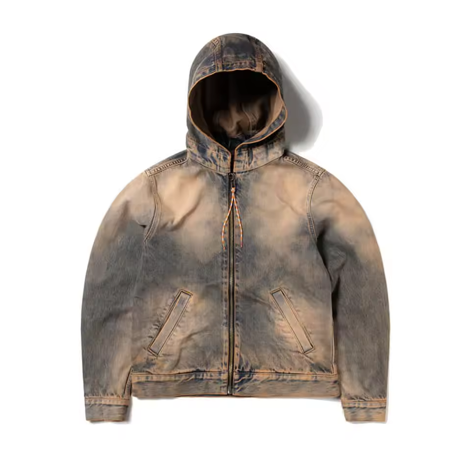 New Style Solid Color Full Zip Up Acid Washed Hoodies Basic Cotton Blended Best Arrival Top Selling Acid Wash Hoodies