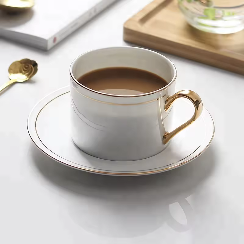 Dessert Porcelain Reusable White Ceramic Tea Coffee Cup And Saucer Set Premium Quality For Tea & Coffee Serving