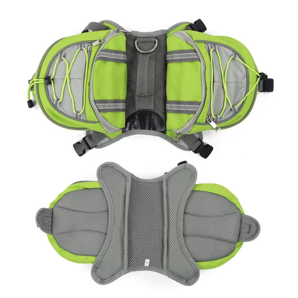 Dog Backpack Harness Saddle Bags with Zippered Pockets for Camping Travel