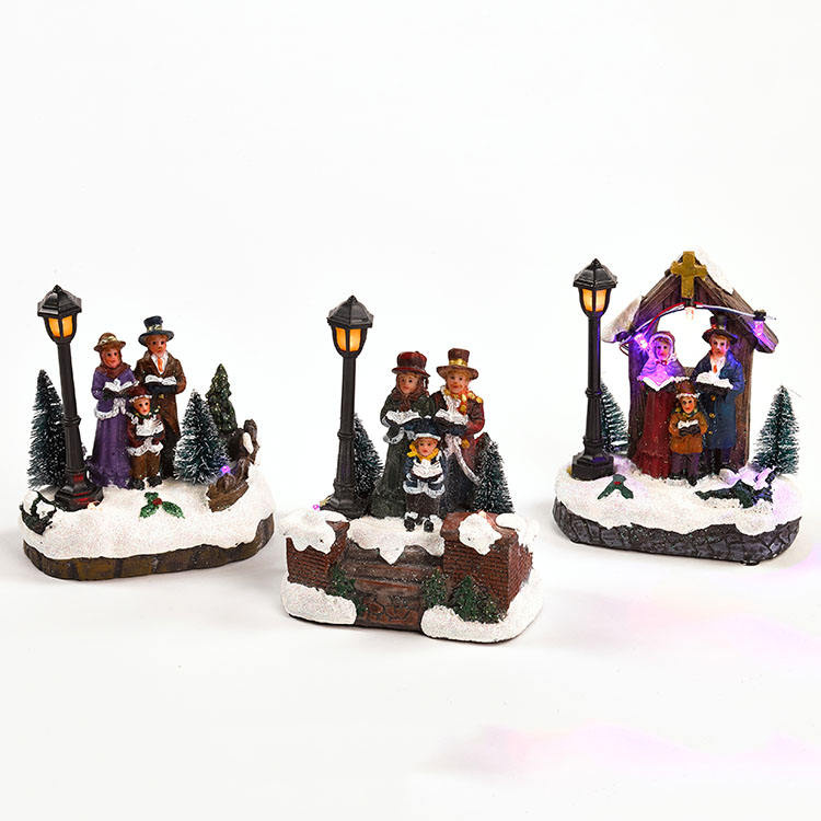 Indoor Ornament LED Lighted Christmas Nativity Set Resin