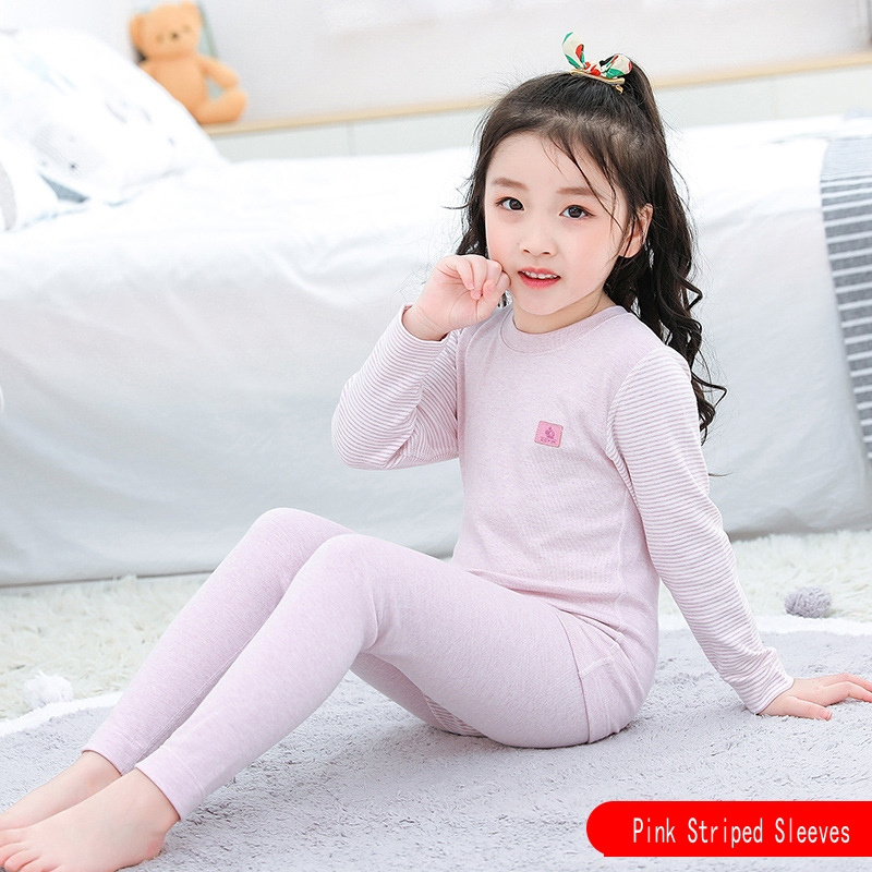 Wholesale High Quality Cotton Pyjamas Long Sleeves Shirt Pants 2PCS Comfortable Sleepwear Suit Girl Boy Solid Color Underwear Round Collar Pajamas