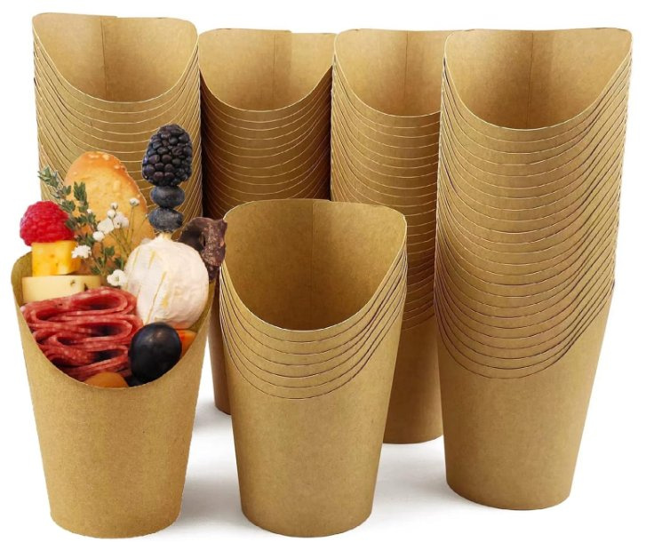 Wholesale Disposable Kraft Paper Cups, French Fries Paper Cups, Biodegradable Paper Cups