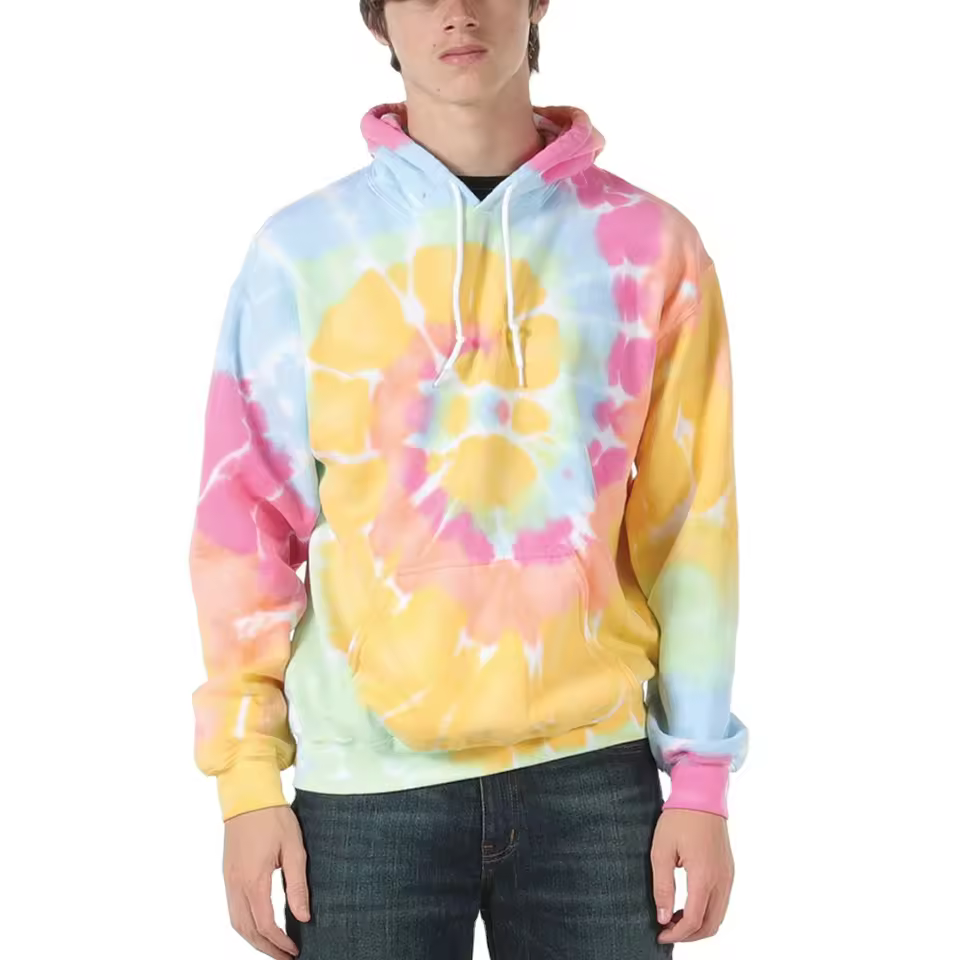 Men's Customizable Oversized Tie Dye Hoodie Black Blue Cotton Sweatshirt Logo Drop Shoulder Lined Popular Winter Style Moq 2pcs