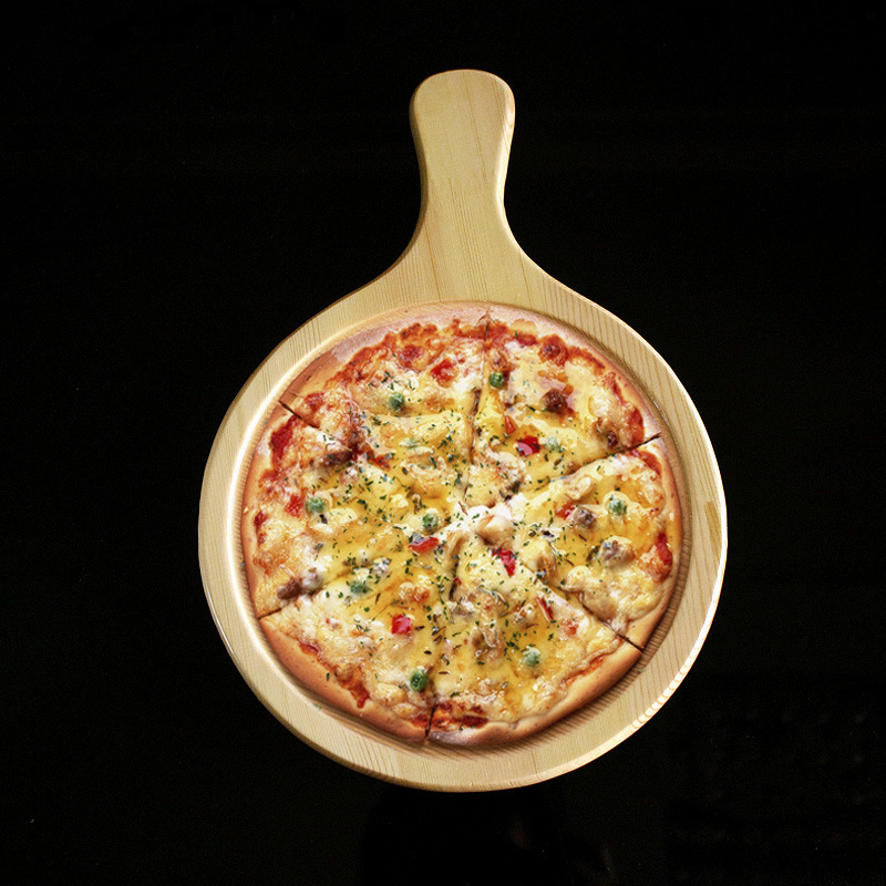 Wooden Pizza Tray with High Edge Pine Pizza