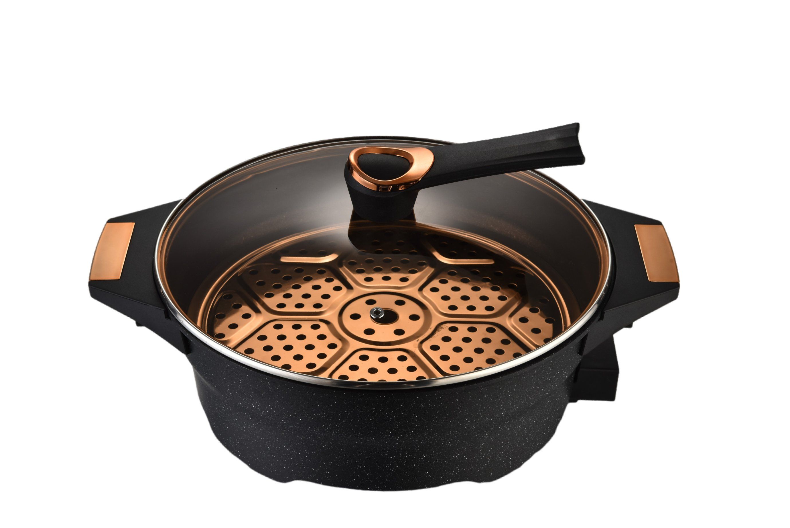 Electric Pot Cooking 1500W Non-Stick Steam Fish Frying Pan Skillets 32cm