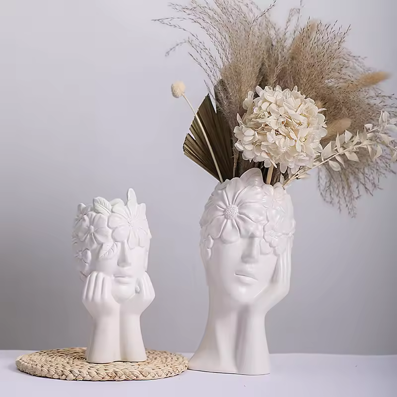 Nordic Flower Vases Women Body Art Vase Living Room Office Desktop Home Decorceramic Centerpieces For Wedding Table Vase