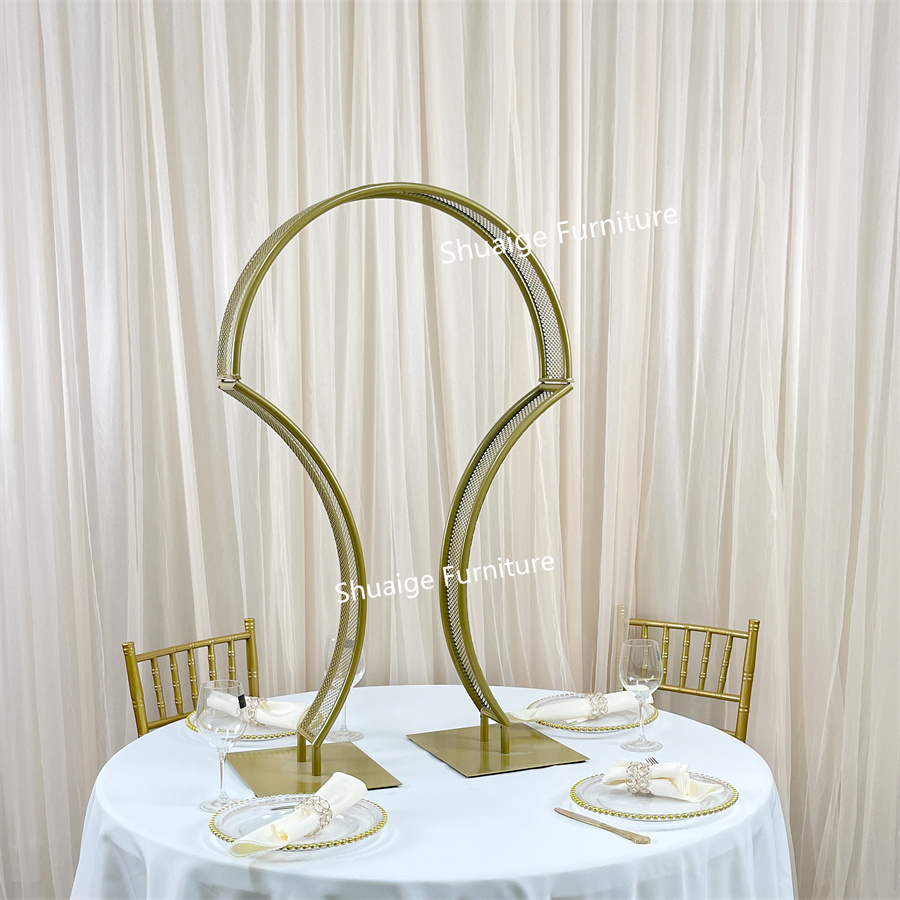 Modern Party Events Furniture Factory Price Gold Metal Table Centerpiece