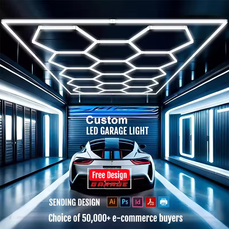 Fast Delivery Top Sale 6500k Diy Hexagon Grid Honeycomb Led Ceiling Car Care Showroom Detailing Garage Lighting
