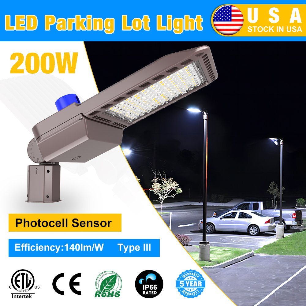 2022 Hot Sell ETL Listed LED Street Light 200W 28000lm LED Shoe Box Light Outdoor Lighting Fixtures